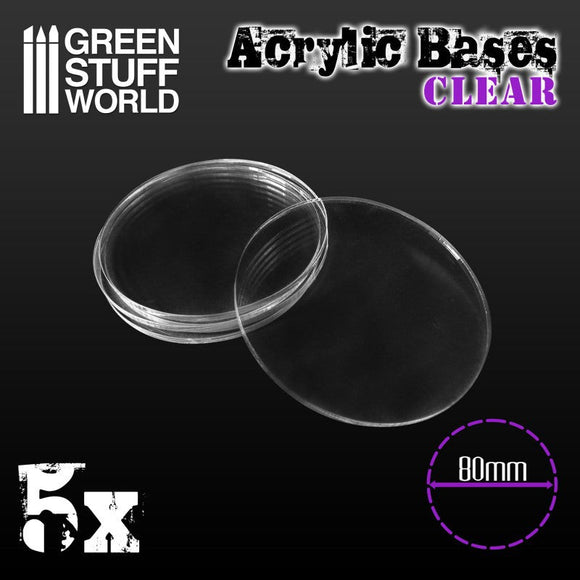 GSW Acrylic Bases - Round 80 mm CLEAR Bases Green Stuff World 
