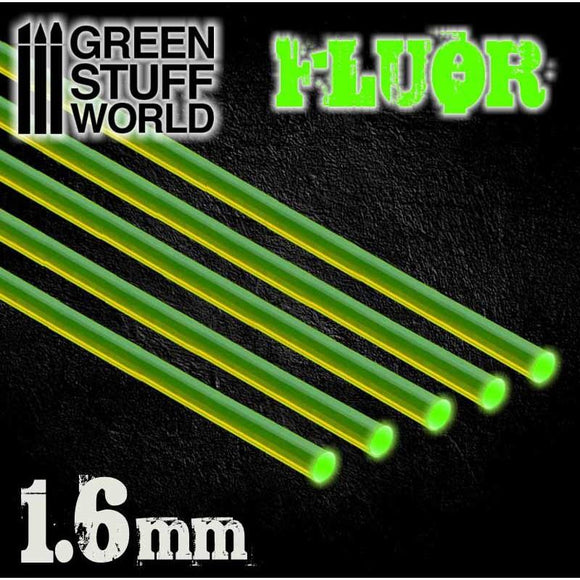 GSW Acrylic Rods - Round 1.6 mm Fluor GREEN GSW Hobby Green Stuff World 