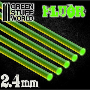 GSW Acrylic Rods - Round 2.4 mm Fluor GREEN GSW Hobby Green Stuff World