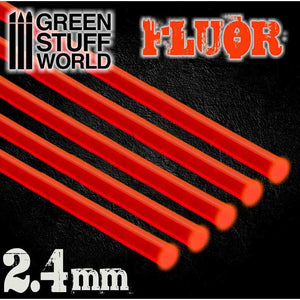 GSW Acrylic Rods - Round 2.4 mm Fluor RED-ORANGE GSW Hobby Green Stuff World 