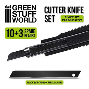 GSW Black Hobby Knife + 10x Black spare blades Hobby Tools Green Stuff World 