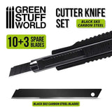 GSW Black Hobby Knife + 10x Black spare blades Hobby Tools Green Stuff World 