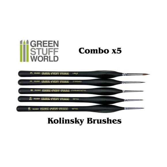 GSW Brushes COMBOx5 Natural Kolinsky GSW Hobby Green Stuff World 