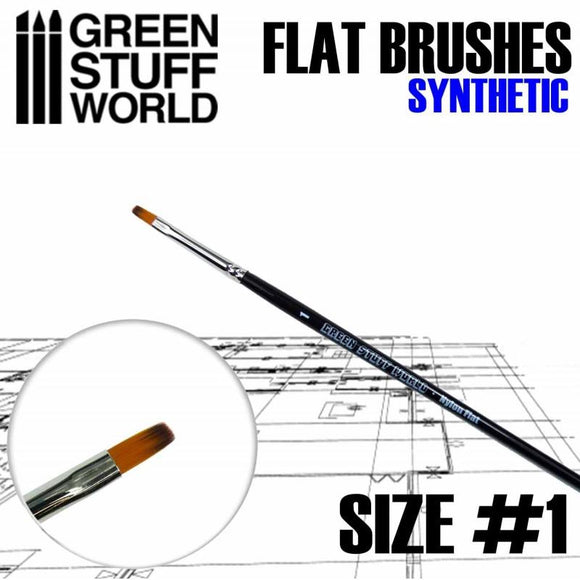 GSW Flat Synthetic Brush Size 1 GSW Hobby Green Stuff World 