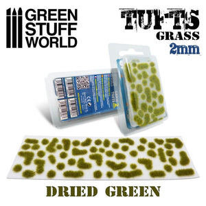 GSW Grass TUFTS - 2mm self-adhesive - DRY GREEN GSW Hobby Green Stuff World 