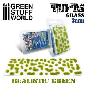 GSW Grass TUFTS - 2mm self-adhesive - REALISTIC GREEN GSW Hobby Green Stuff World 