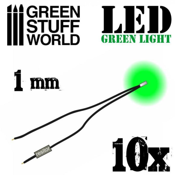 GSW Green LED Lights - 1mm GSW Hobby Green Stuff World 
