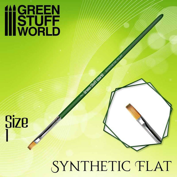 GSW GREEN SERIES Flat Synthetic Brush Size 1 Brush Green Stuff World 