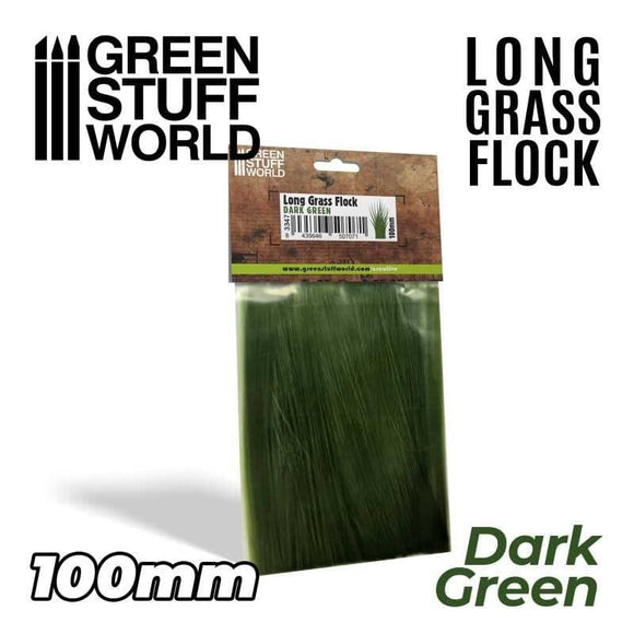 GSW Long Grass Flock 100mm - Dark Green Flock Green Stuff World 