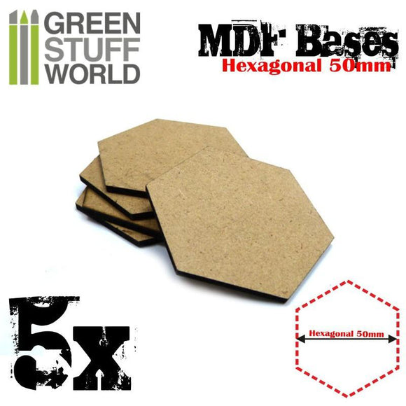 GSW MDF Bases - Hexagonal 50 mm GSW Hobby Green Stuff World 