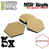 GSW MDF Bases - Hexagonal 50 mm GSW Hobby Green Stuff World 