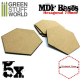 GSW MDF Bases - Hexagonal 75 mm GSW Hobby Green Stuff World 