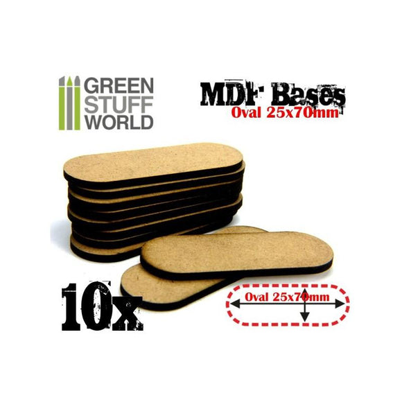 GSW MDF Bases - Oval Pill 25x70mm GSW Hobby Green Stuff World