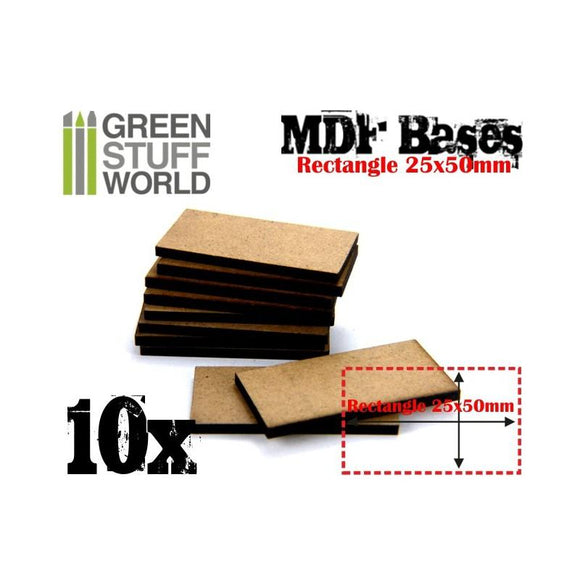 GSW MDF Bases - Rectangle 25x50mm GSW Hobby Green Stuff World