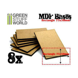 GSW MDF Bases - Rectangle 75x50mm GSW Hobby Green Stuff World