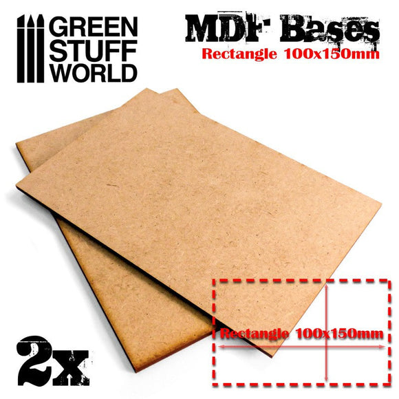 GSW MDF Bases - Rectangular 100x150mm - Pack of 2 Bases Green Stuff World