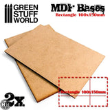 GSW MDF Bases - Rectangular 100x150mm - Pack of 2 Bases Green Stuff World
