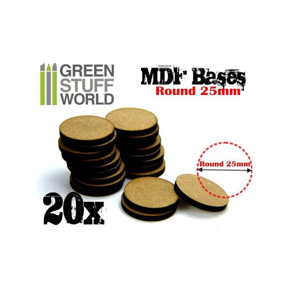 GSW MDF Bases - Round 25 mm GSW Hobby Green Stuff World