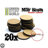 GSW MDF Bases - Round 32 mm GSW Hobby Green Stuff World