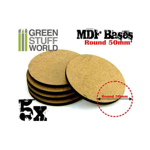 GSW MDF Bases - Round 50 mm GSW Hobby Green Stuff World