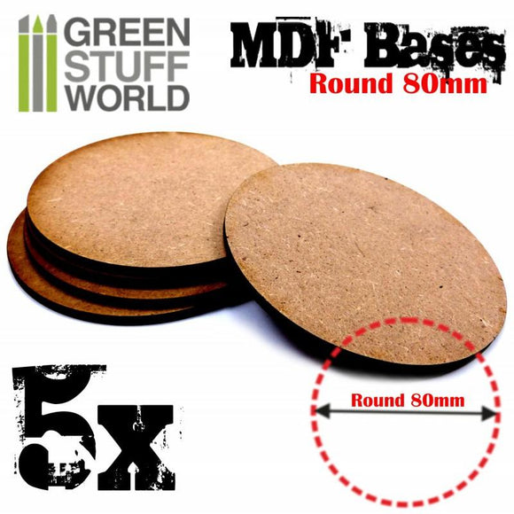 GSW MDF Bases - Round 80mm GSW Hobby Green Stuff World 