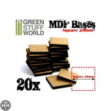 GSW MDF Bases - Square 20 mm GSW Hobby Green Stuff World