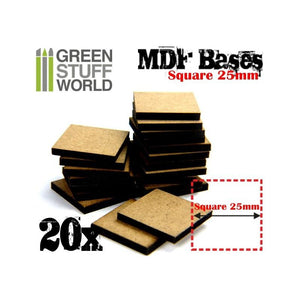 GSW MDF Bases - Square 25 mm GSW Hobby Green Stuff World