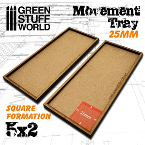 GSW MDF Movement Trays 25mm 5x2 GSW Hobby Green Stuff World 