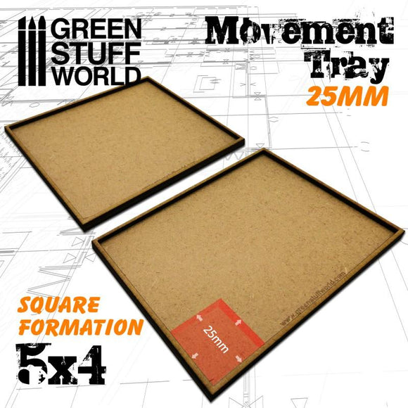 GSW MDF Movement Trays 25mm 5x4 GSW Hobby Green Stuff World 