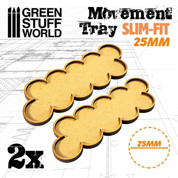 GSW MDF Movement Trays 25mm x 10 - SLIM-FIT Movement Trays Green Stuff World 