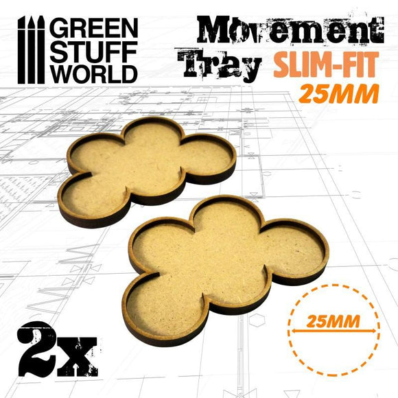 GSW MDF Movement Trays 25mm x 5 - SLIM-FIT Movement Trays Green Stuff World 