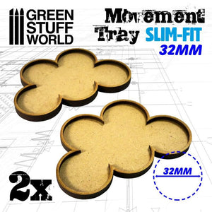 GSW MDF Movement Trays 32mm x 5 - SLIM-FIT Movement Trays Green Stuff World 