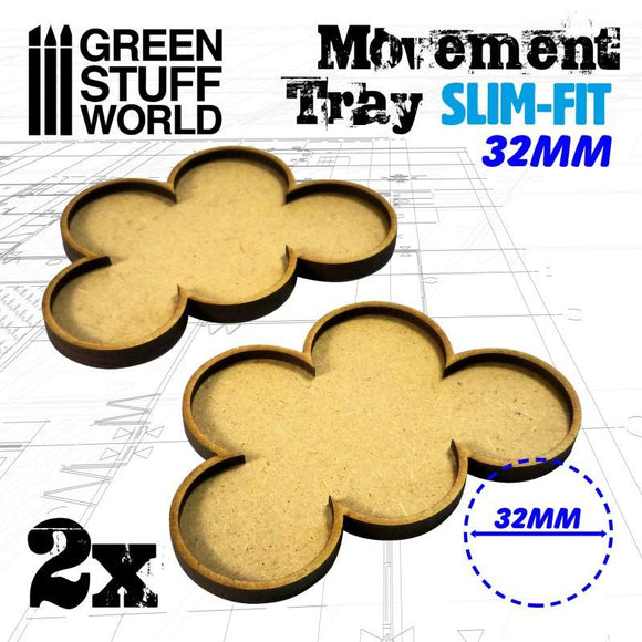 GSW MDF Movement Trays 32mm x 5 - SLIM-FIT Movement Trays Green Stuff World 