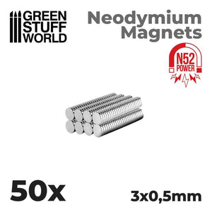 GSW Neodymium Magnets 3x0.5mm - 50 units (N52) Magnets Green Stuff World 