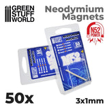 GSW Neodymium Magnets 3x1mm - 50 units (N52) Magnets Green Stuff World 