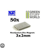 GSW Neodymium Magnets 3x2mm - 50 units (N35) GSW Hobby Green Stuff World 