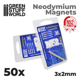 GSW Neodymium Magnets 3x2mm - 50 units (N52) Magnets Green Stuff World 