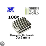 GSW Neodymium Magnets 5x2mm - 100 units (N35) GSW Hobby Green Stuff World 