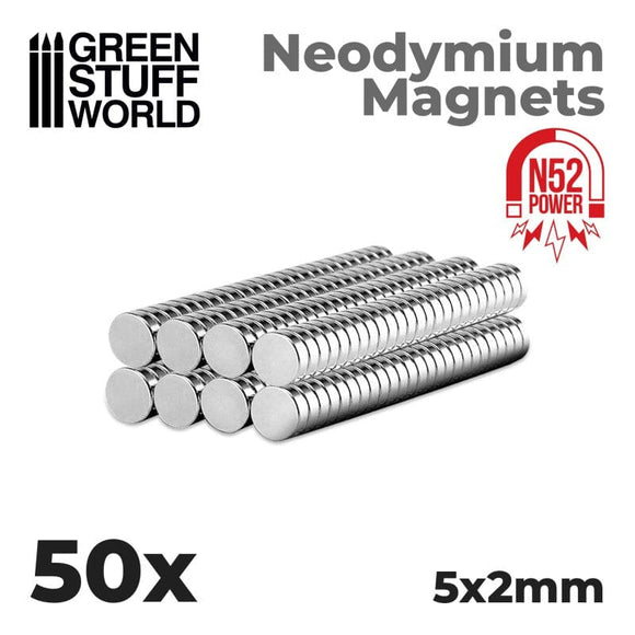 GSW Neodymium Magnets 5x2mm - 50 units (N52) Magnets Green Stuff World 