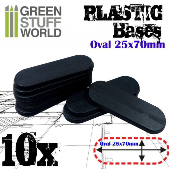 GSW Plastic Bases - Oval Pill 25x70mm BLACK GSW Hobby Green Stuff World 