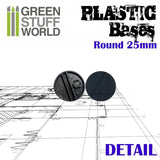 GSW Plastic Bases - Round 25mm BLACK GSW Hobby Green Stuff World 