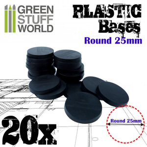 GSW Plastic Bases - Round 25mm BLACK GSW Hobby Green Stuff World 