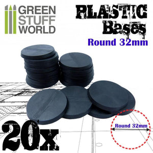 GSW Plastic Bases - Round 32mm BLACK GSW Hobby Green Stuff World 