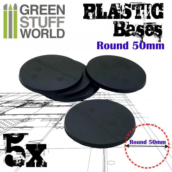 GSW Plastic Bases - Round 50 mm BLACK GSW Hobby Green Stuff World 