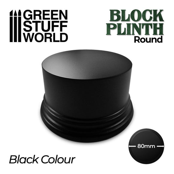 GSW Round Block Plinth 8cm - Black Plinth Green Stuff World 