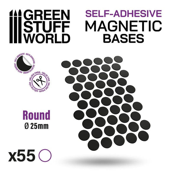 GSW Round Magnetic Sheet Self Adhesive - 25mm Magnetic Sheet Green Stuff World 