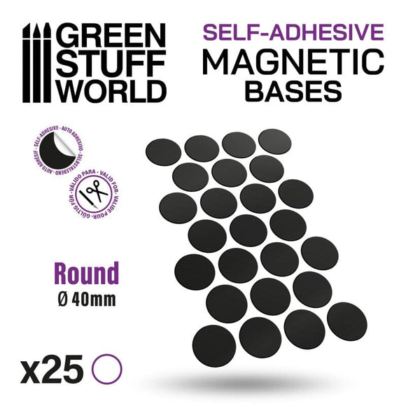 GSW Round Magnetic Sheet Self Adhesive - 40mm Magnetic Sheet Green Stuff World 