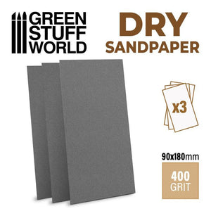 GSW SandPaper 180x90mm - DRY 400 grit Sandpaper Green Stuff World