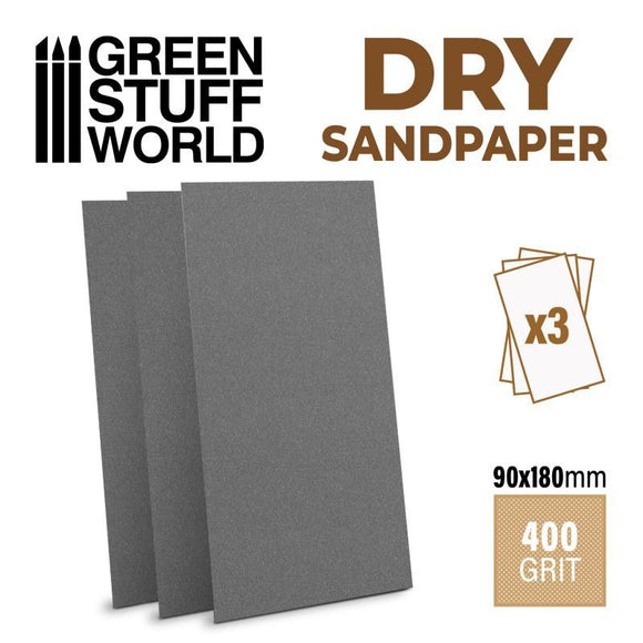 GSW SandPaper 180x90mm - DRY 400 grit Sandpaper Green Stuff World