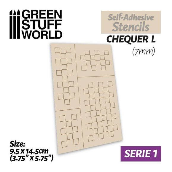 GSW Self-adhesive stencils - Chequer L - 7mm Stencils Green Stuff World